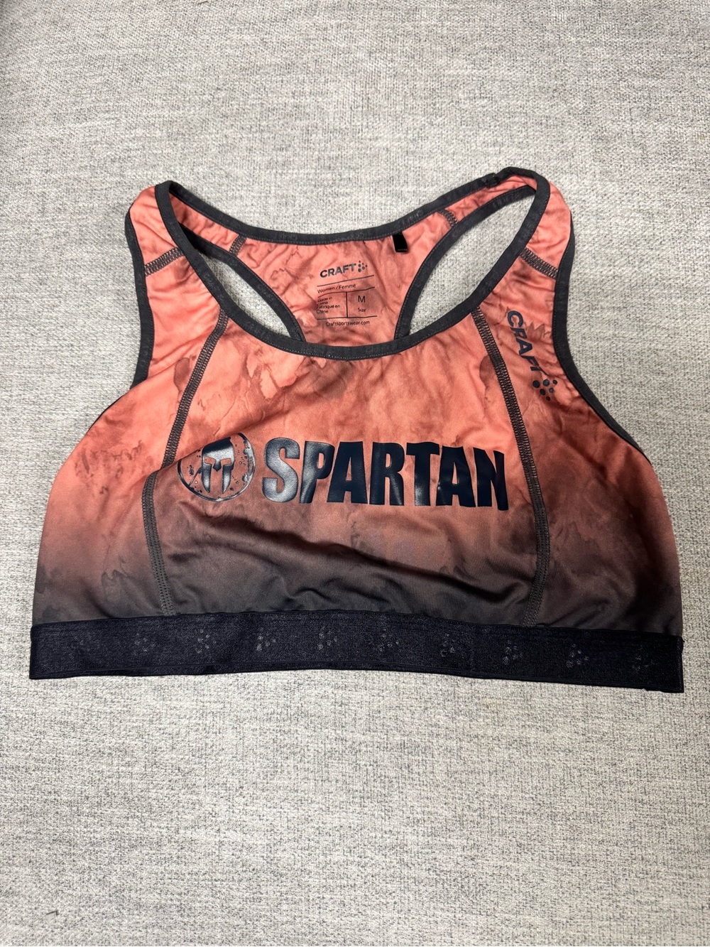Craft Spartan Ombre Coral and Black Racerback Sports Bra
